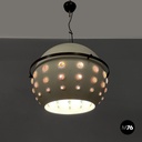 Italian modern white metal ceiling lamp with reflective glass applications 1970s