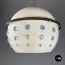 Italian modern white metal ceiling lamp with reflective glass applications 1970s