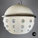 Italian modern white metal ceiling lamp with reflective glass applications 1970s