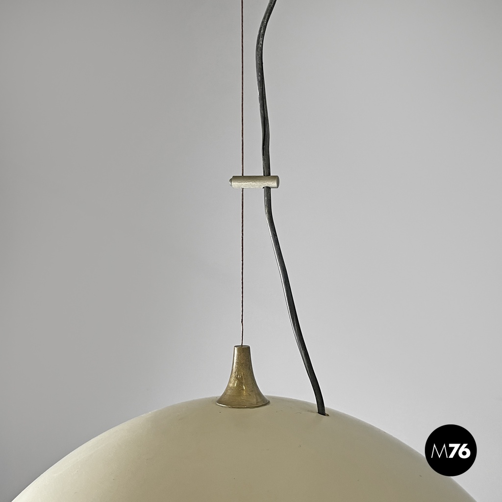 Italian modern white metal ceiling lamp with reflective glass applications 1970s