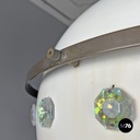 Italian modern white metal ceiling lamp with reflective glass applications 1970s