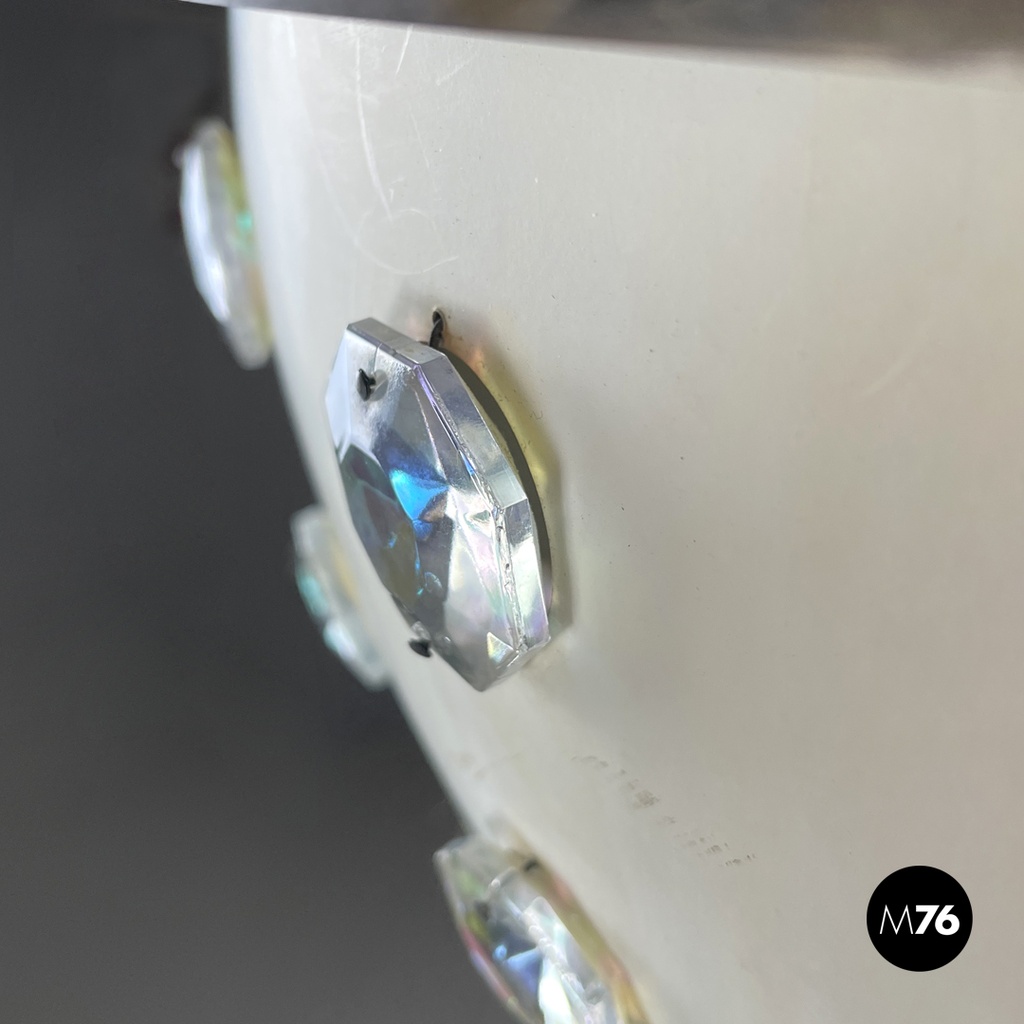 Italian modern white metal ceiling lamp with reflective glass applications 1970s