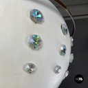 Italian modern white metal ceiling lamp with reflective glass applications 1970s