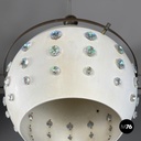 Italian modern white metal ceiling lamp with reflective glass applications 1970s