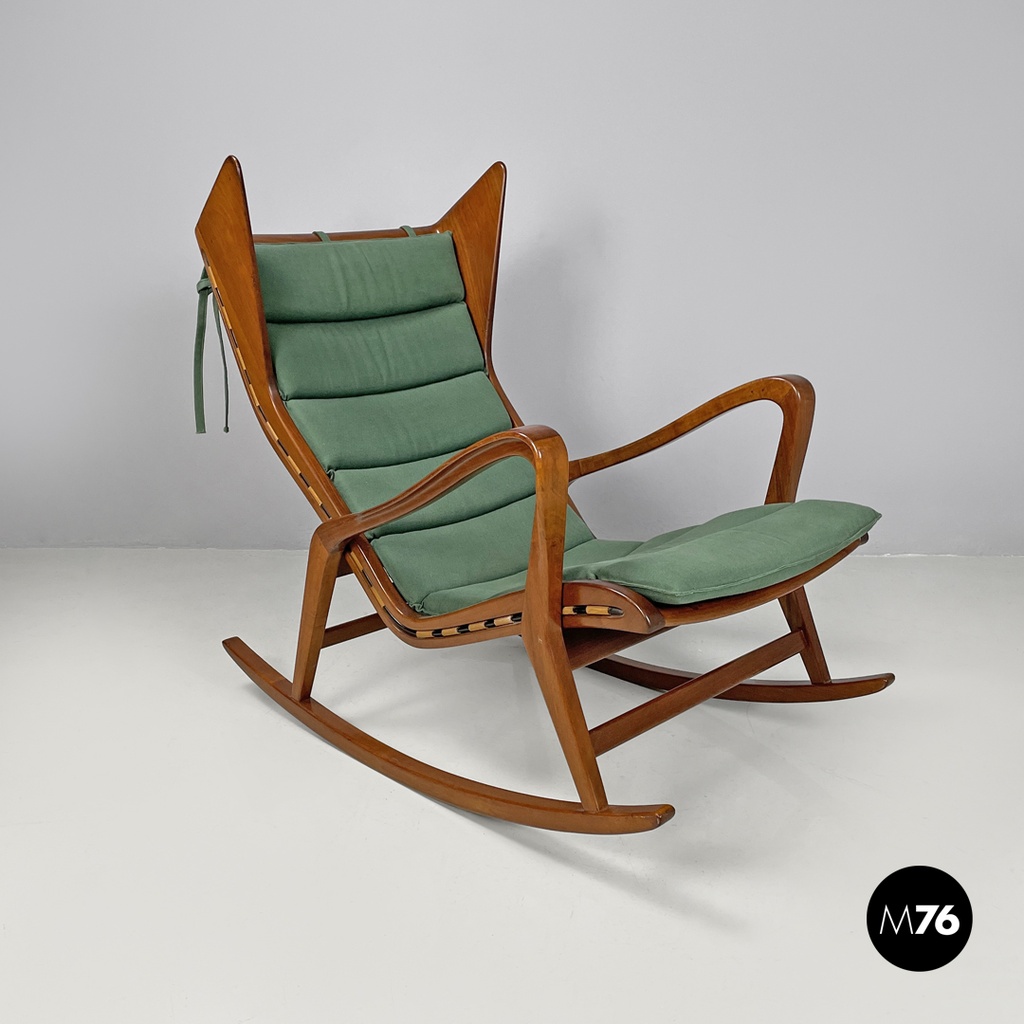 Italian mid-century modern green rocking chair 572 Studio Tecnico Cassina, 1950s