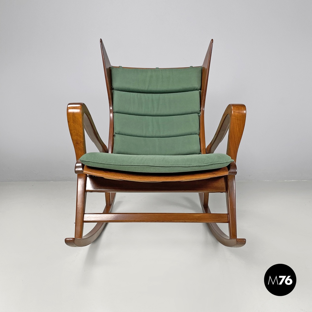 Italian mid-century modern green rocking chair 572 Studio Tecnico Cassina, 1950s