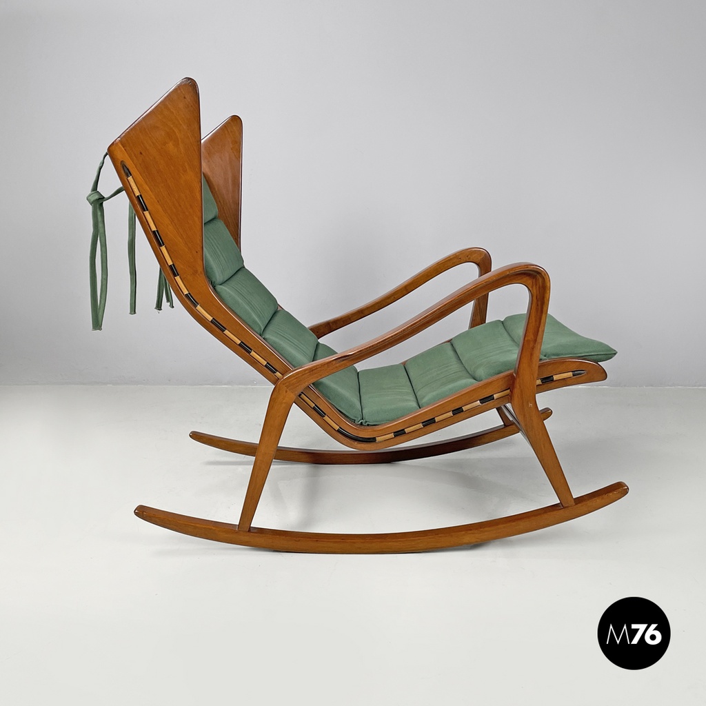 Italian mid-century modern green rocking chair 572 Studio Tecnico Cassina, 1950s