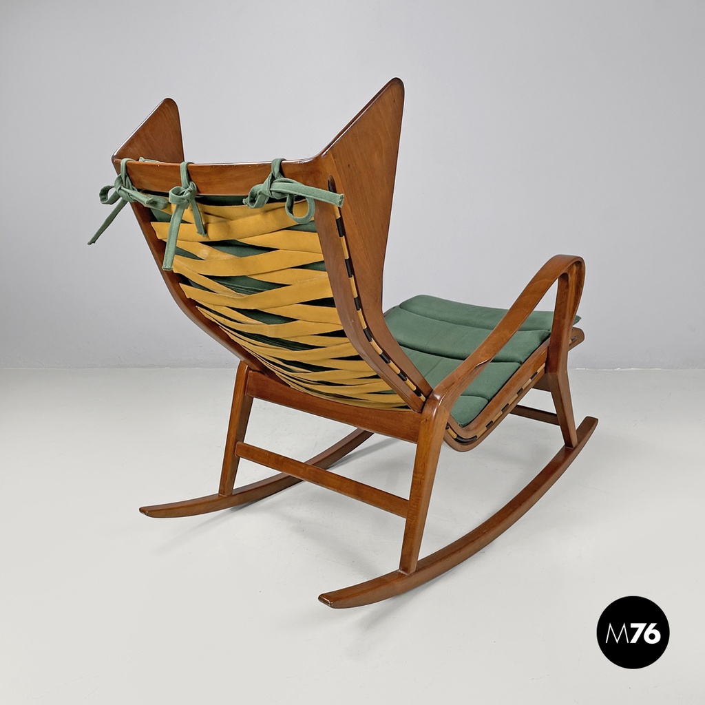 Italian mid-century modern green rocking chair 572 Studio Tecnico Cassina, 1950s