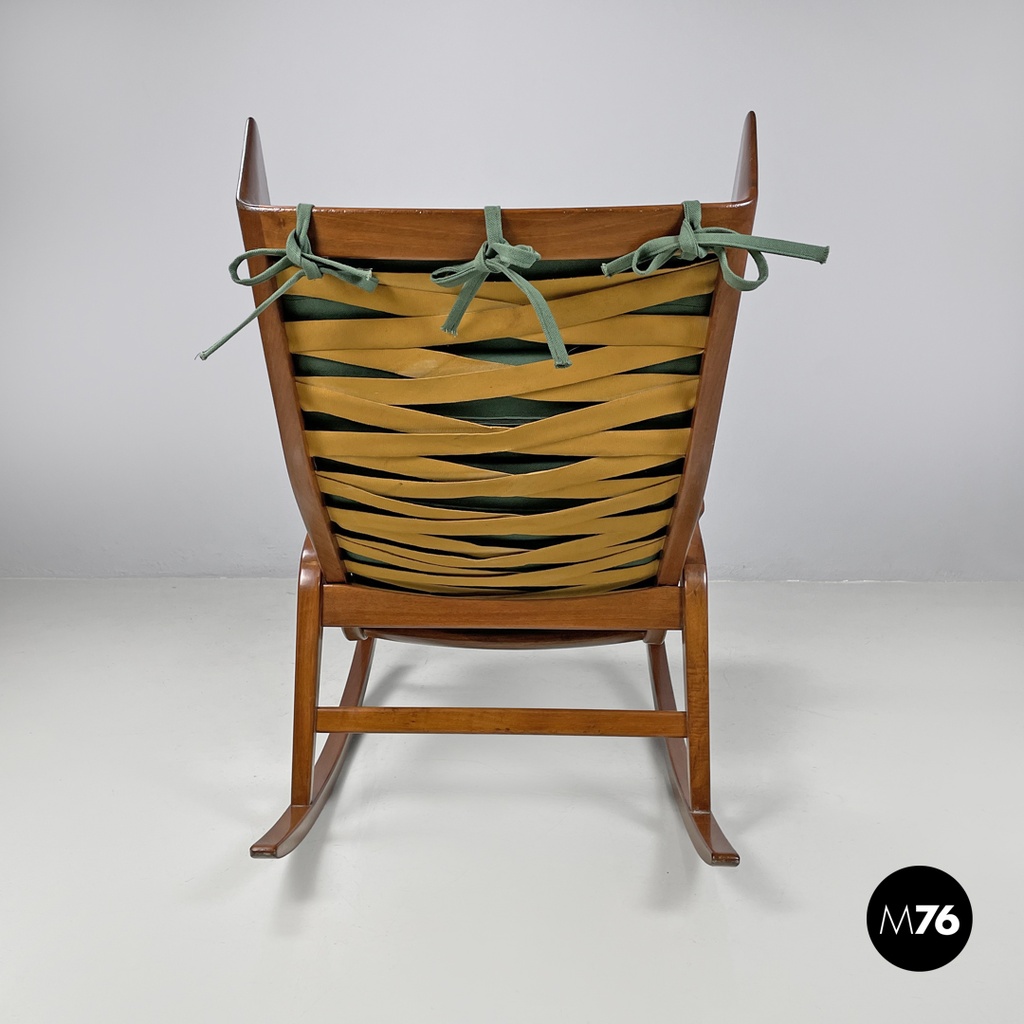 Italian mid-century modern green rocking chair 572 Studio Tecnico Cassina, 1950s