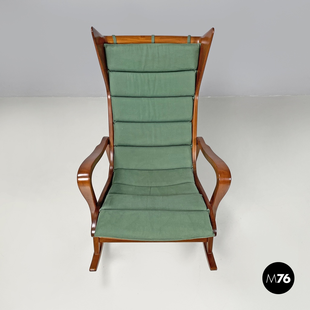 Italian mid-century modern green rocking chair 572 Studio Tecnico Cassina, 1950s