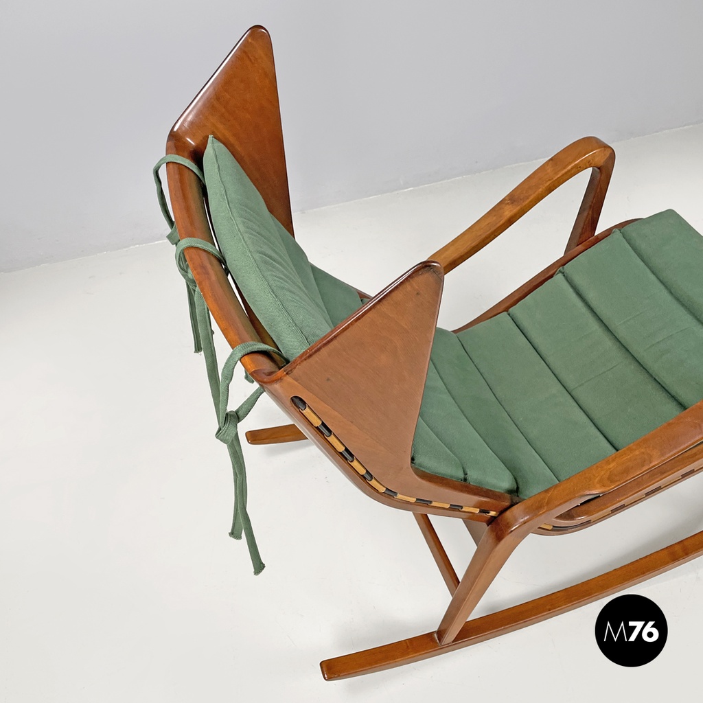 Italian mid-century modern green rocking chair 572 Studio Tecnico Cassina, 1950s
