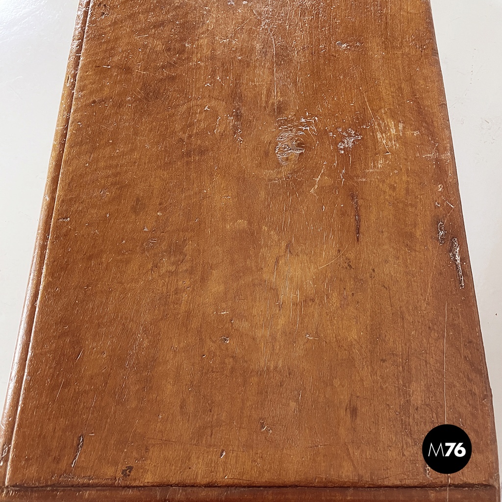 Italian antique rectangular chest with folding top in poplar wood, 1600s