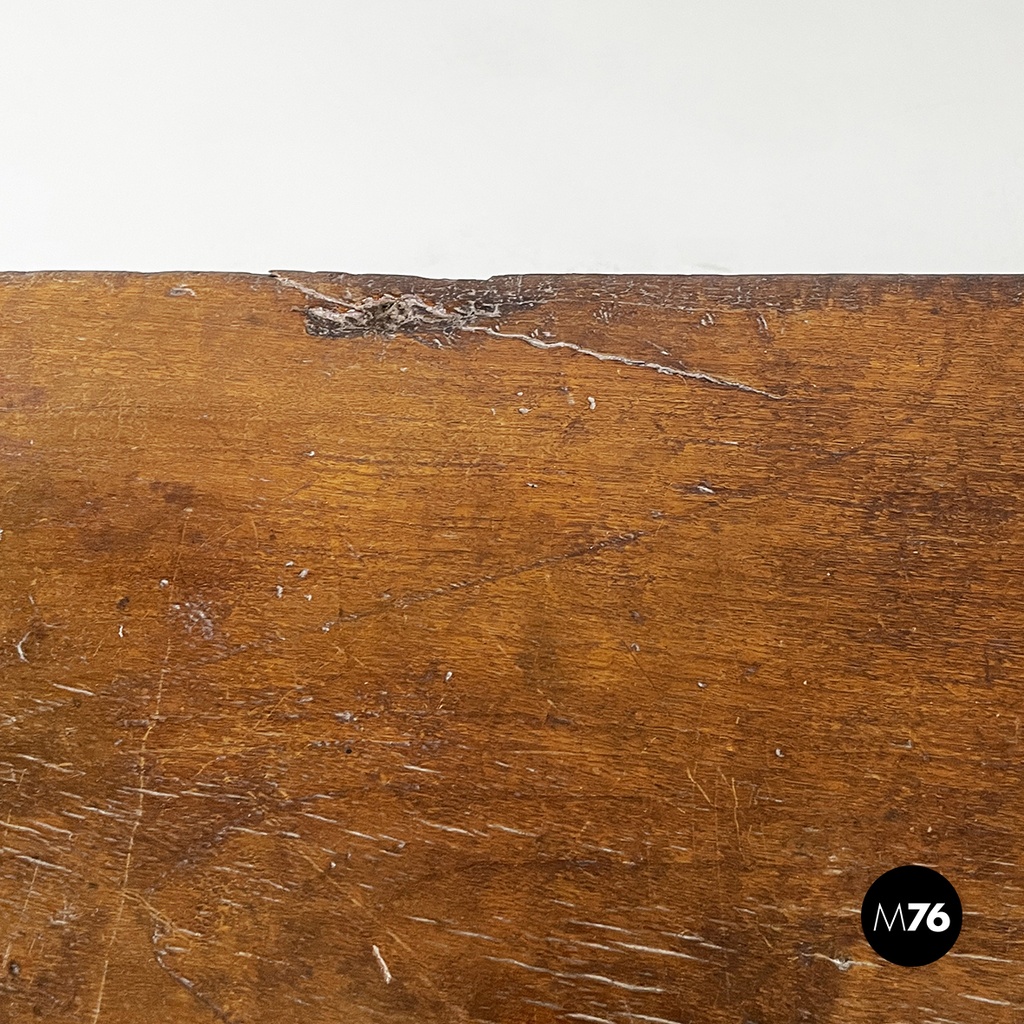 Italian antique rectangular chest with folding top in poplar wood, 1600s