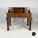 Italian antique desk with drawers in walnut wood, mid 1800s