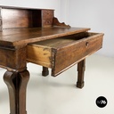 Italian antique desk with drawers in walnut wood, mid 1800s