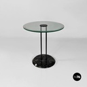 Italian modern black metal glass marble round coffee tables by Cattelan, 1980s