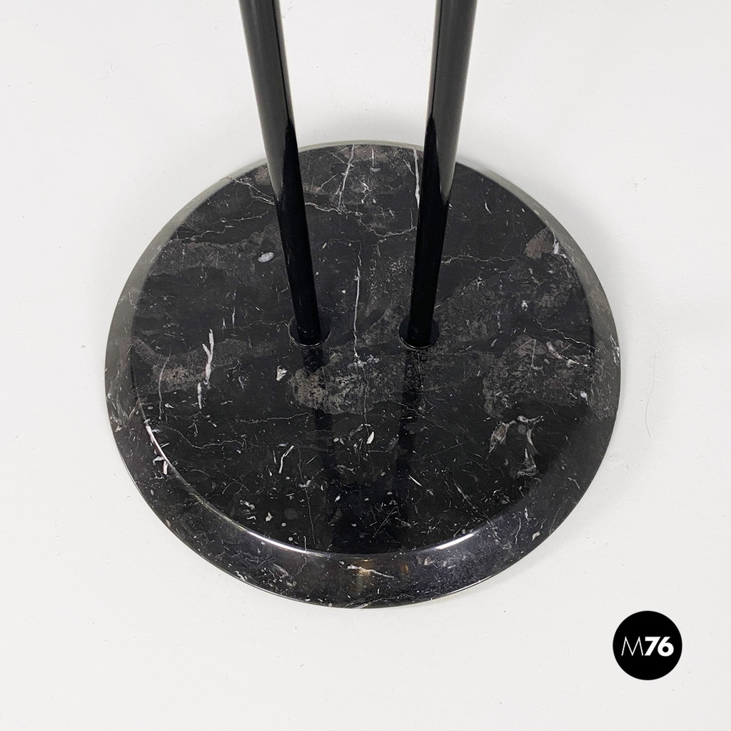 Italian modern black metal glass marble round coffee tables by Cattelan, 1980s