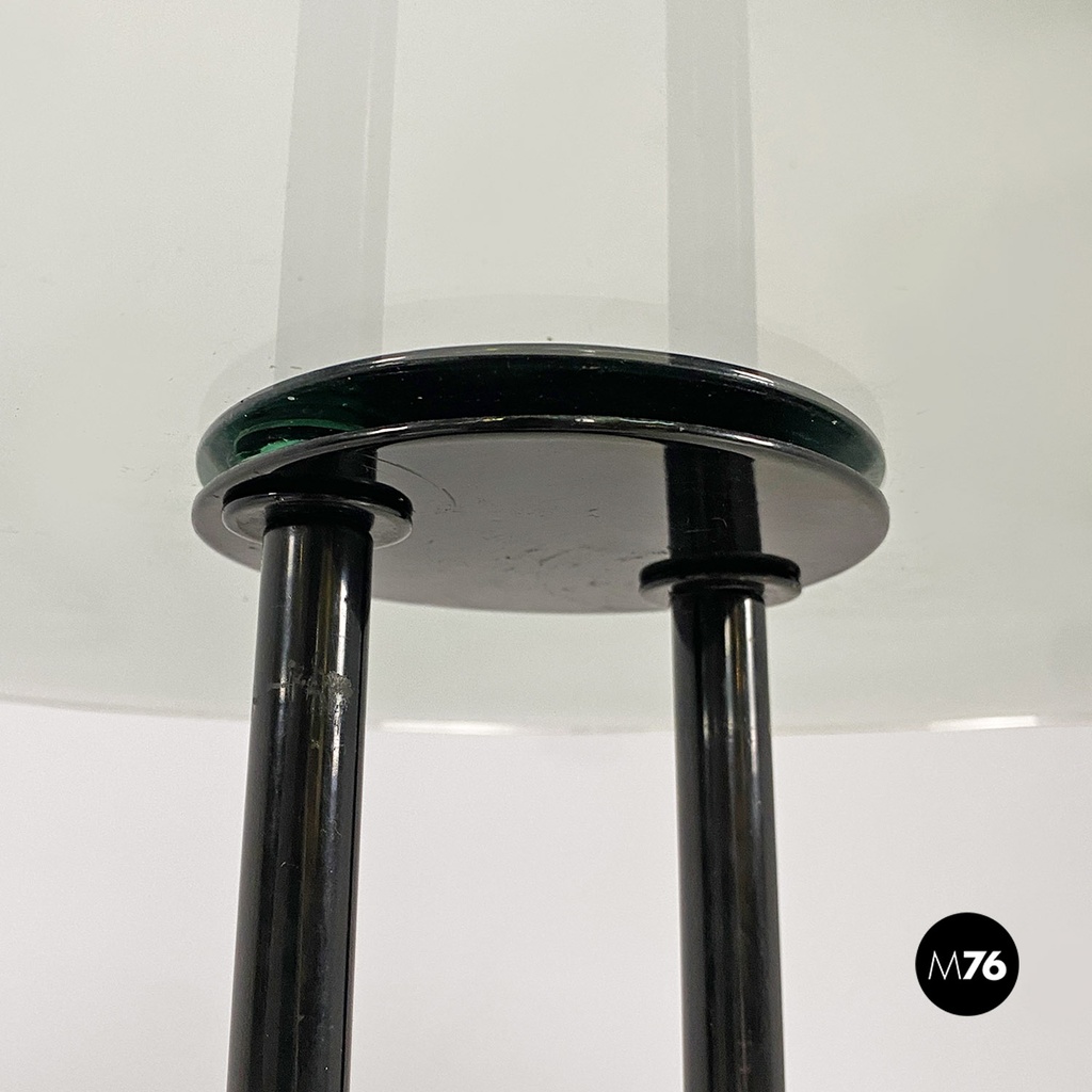 Italian modern black metal glass marble round coffee tables by Cattelan, 1980s