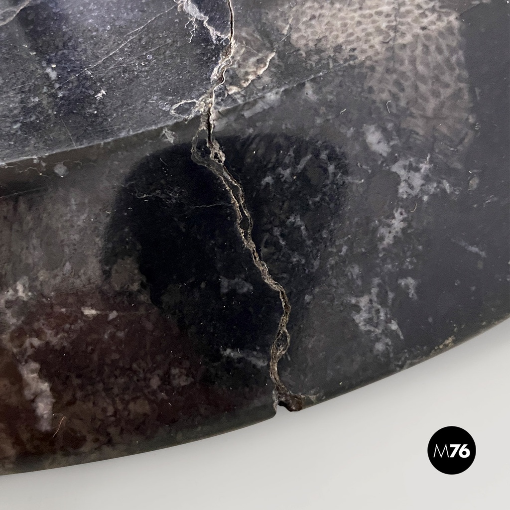 Italian modern black metal glass marble round coffee tables by Cattelan, 1980s