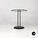 Italian modern black metal glass marble round coffee tables by Cattelan, 1980s
