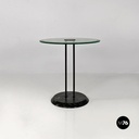 Italian modern black metal glass marble round coffee tables by Cattelan, 1980s
