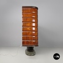 Italian Art Deco wood and green marble bar cabinet Japanese style painting 1940s