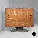 Italian Art Deco wood and green marble bar cabinet Japanese style painting 1940s