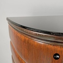 Italian Art Deco wood and green marble bar cabinet Japanese style painting 1940s