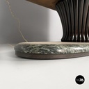 Italian Art Deco wood and green marble bar cabinet Japanese style painting 1940s