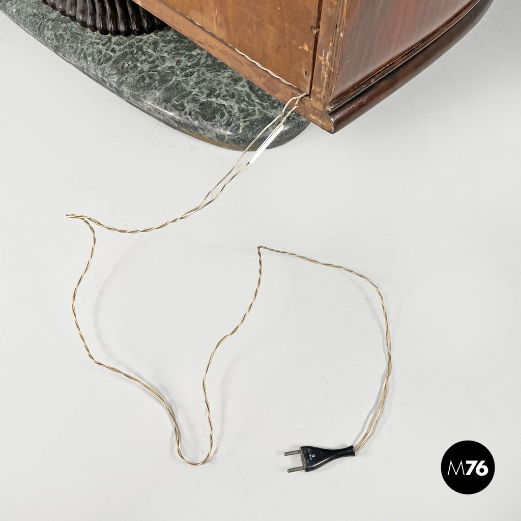 Italian Art Deco wood and green marble bar cabinet Japanese style painting 1940s