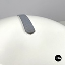Italian modern round base white metal table lamp with silver accents, 1970s