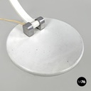Italian modern round base white metal table lamp with silver accents, 1970s