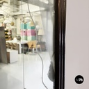 Italian art deco Wall mirror with acidified decorations in grissinato wood 1930s