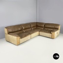 Italian modern brown leather sofa Bogo Carlo Bartoli Rossi for Albizzate, 1970s