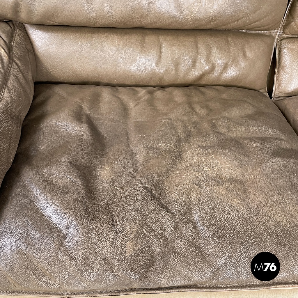 Italian modern brown leather sofa Bogo Carlo Bartoli Rossi for Albizzate, 1970s