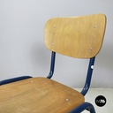Italian modern Chair in wood and blue metal, 1970s