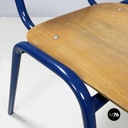 Italian modern Chair in wood and blue metal, 1970s