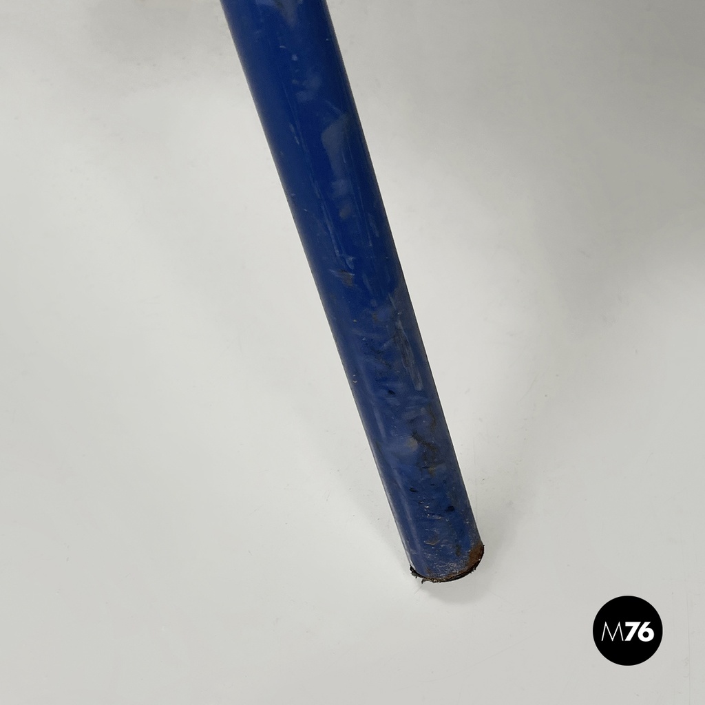 Italian modern Chair in wood and blue metal, 1970s
