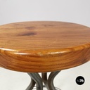Italian mid-century modern round table stool in metal and wood, 1960s