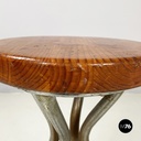 Italian mid-century modern round table stool in metal and wood, 1960s
