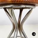 Italian mid-century modern round table stool in metal and wood, 1960s