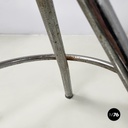 Italian mid-century modern round table stool in metal and wood, 1960s