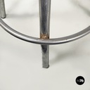 Italian mid-century modern round table stool in metal and wood, 1960s