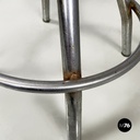 Italian mid-century modern round table stool in metal and wood, 1960s