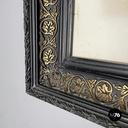 English antique etching print with black wood and golden metal frame, 1863