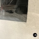 English antique etching print with black wood and golden metal frame, 1863