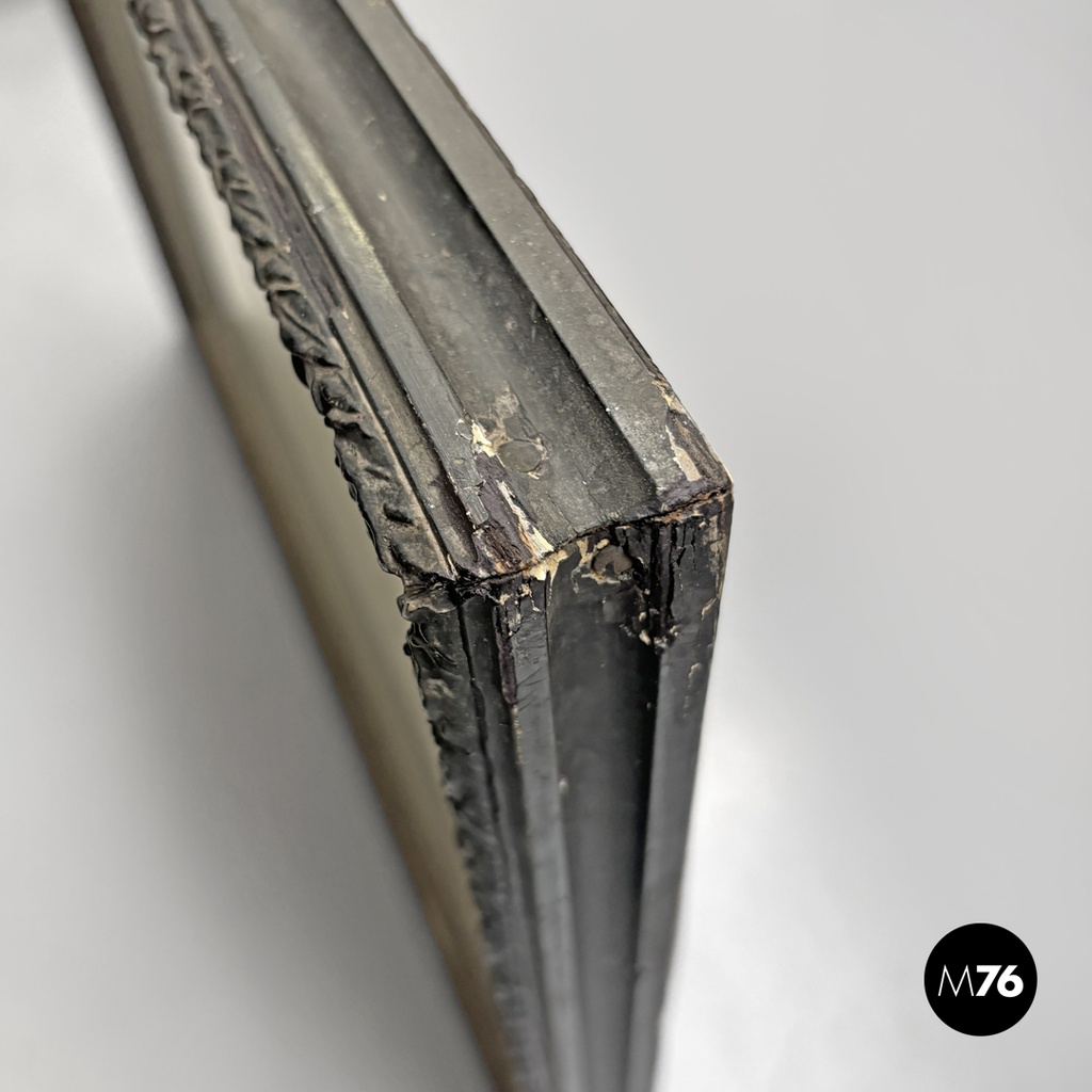 English antique etching print with black wood and golden metal frame, 1863