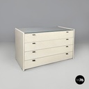 Italian post-modern white wood chest of drawers with black plastic handles 1980s