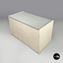 Italian post-modern white wood chest of drawers with black plastic handles 1980s