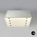 Italian post-modern white wood chest of drawers with black plastic handles 1980s